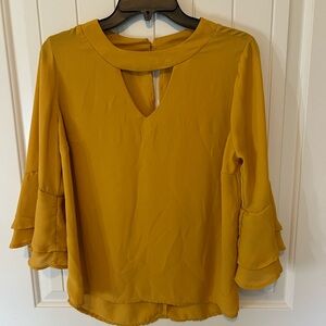 Charlotte Russe Mustard Tiered Ruffle Sleeve Blouse